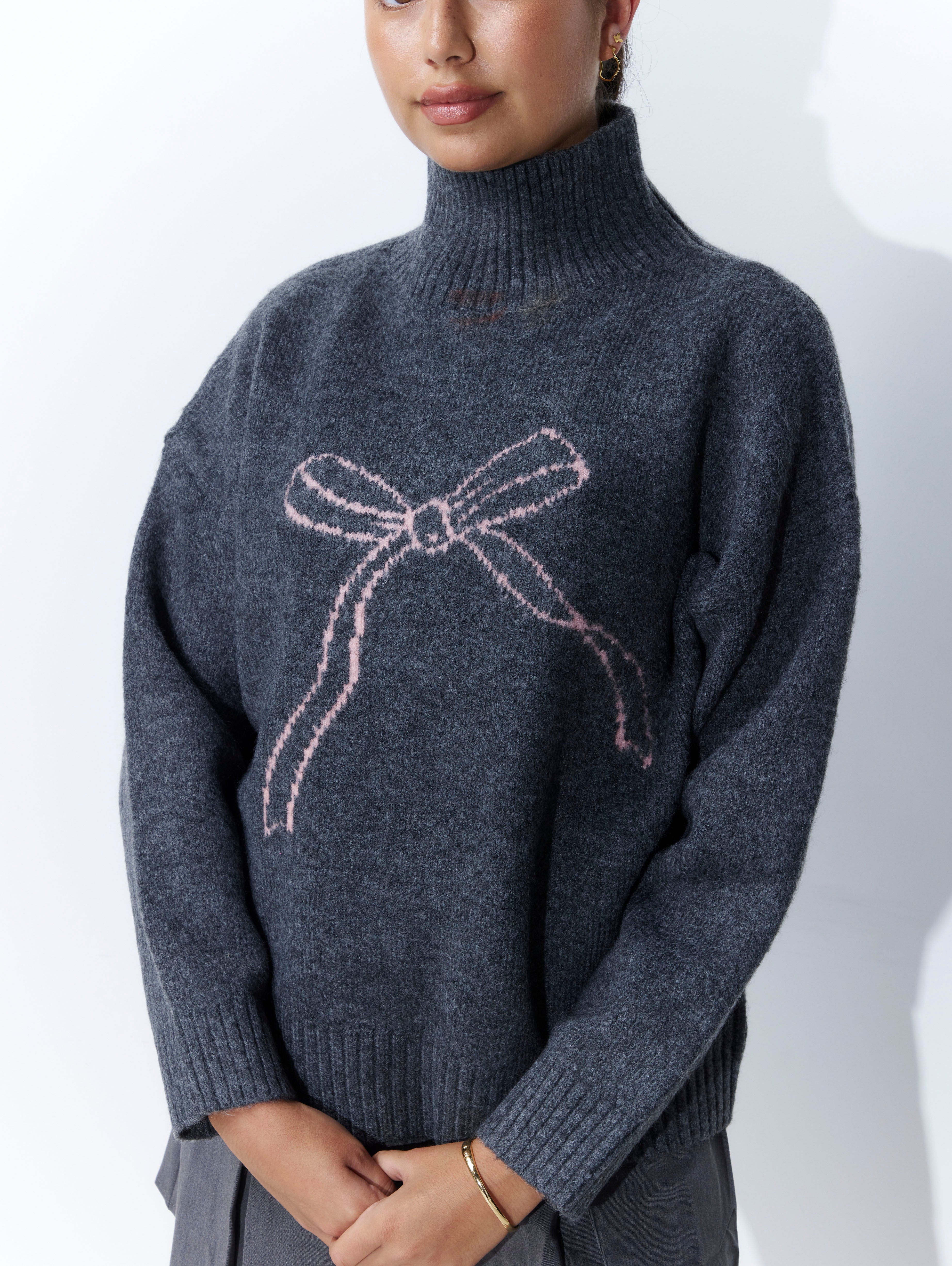 Bow-lita Jumper in Grey