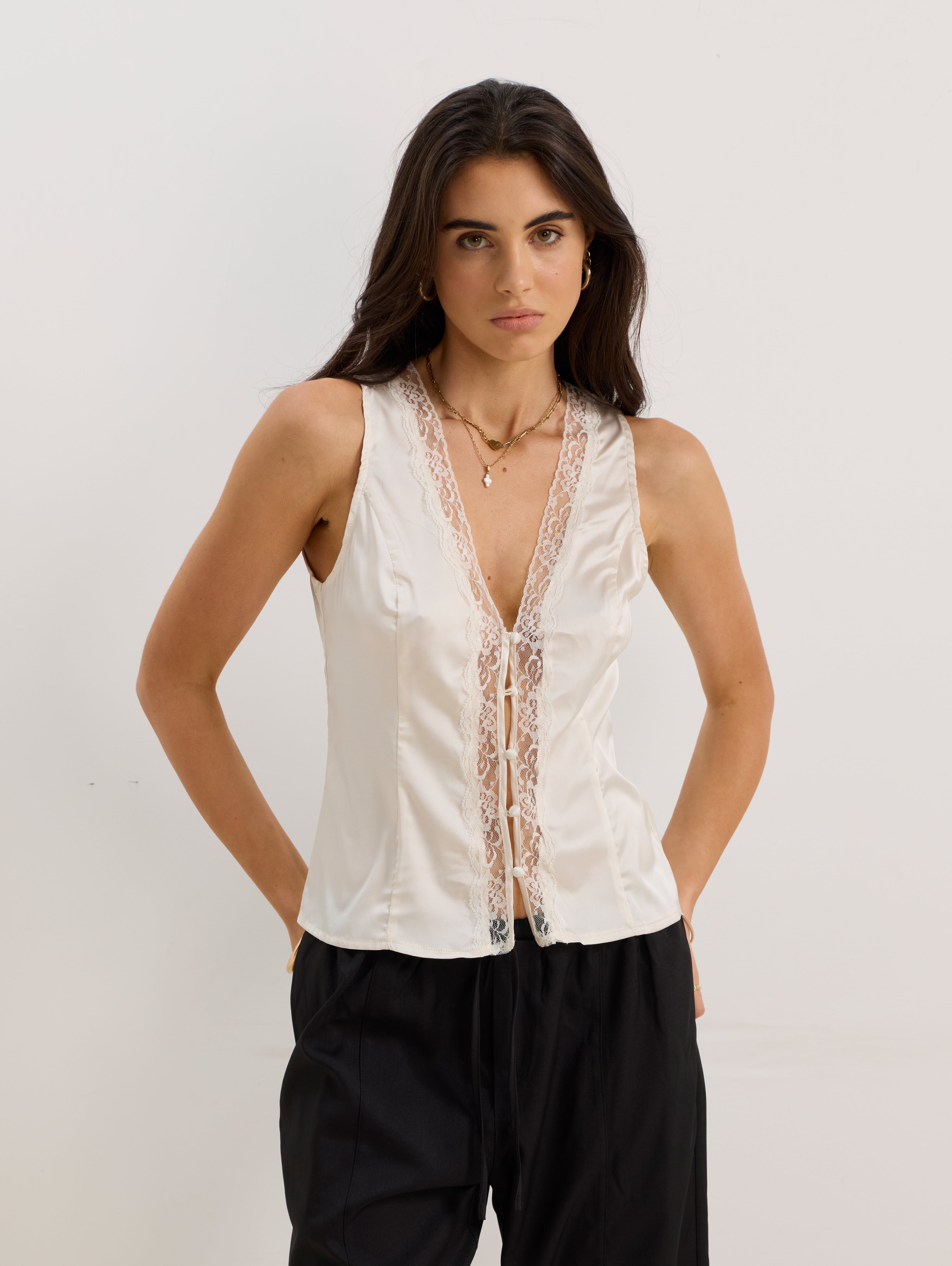 Edith Top In White